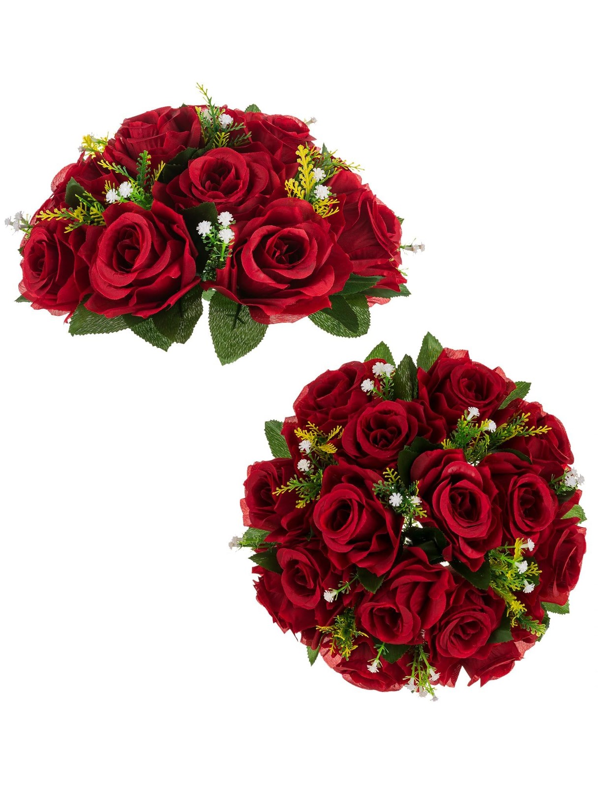 2 PCS Crimson Red Fake Flowers Kissing Balls Wedding Rose Centerpieces Decor