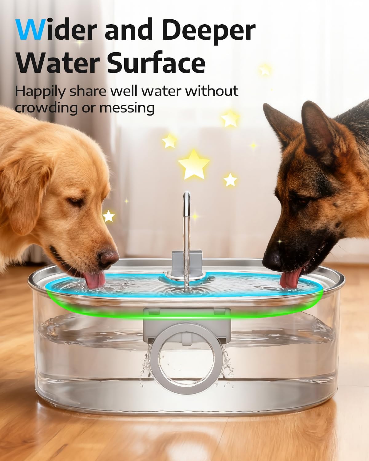 4.2Gal Dog Water Fountain for Large Dogs, Fountain, Silver