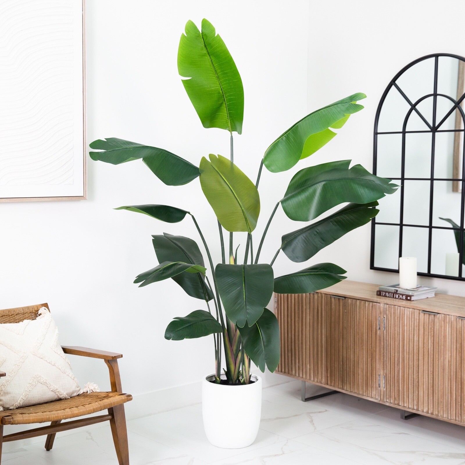 7′ Artificial Bird of Paradise Tree with Resin Stone Planter. Retail $594