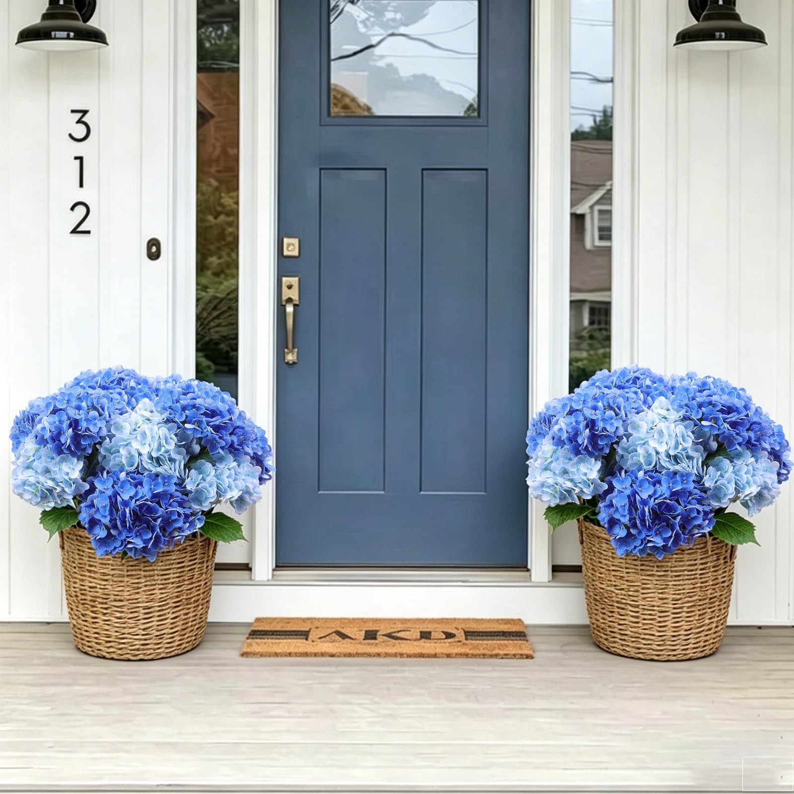 5Pcs Dark Blue Hydrangea Artificial Flowers for Home Wedding Decors