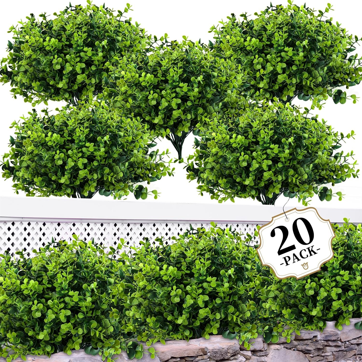 Artificial Boxwood Plants 20 Bundles Fake Outdoor Plants Boxwood Plant