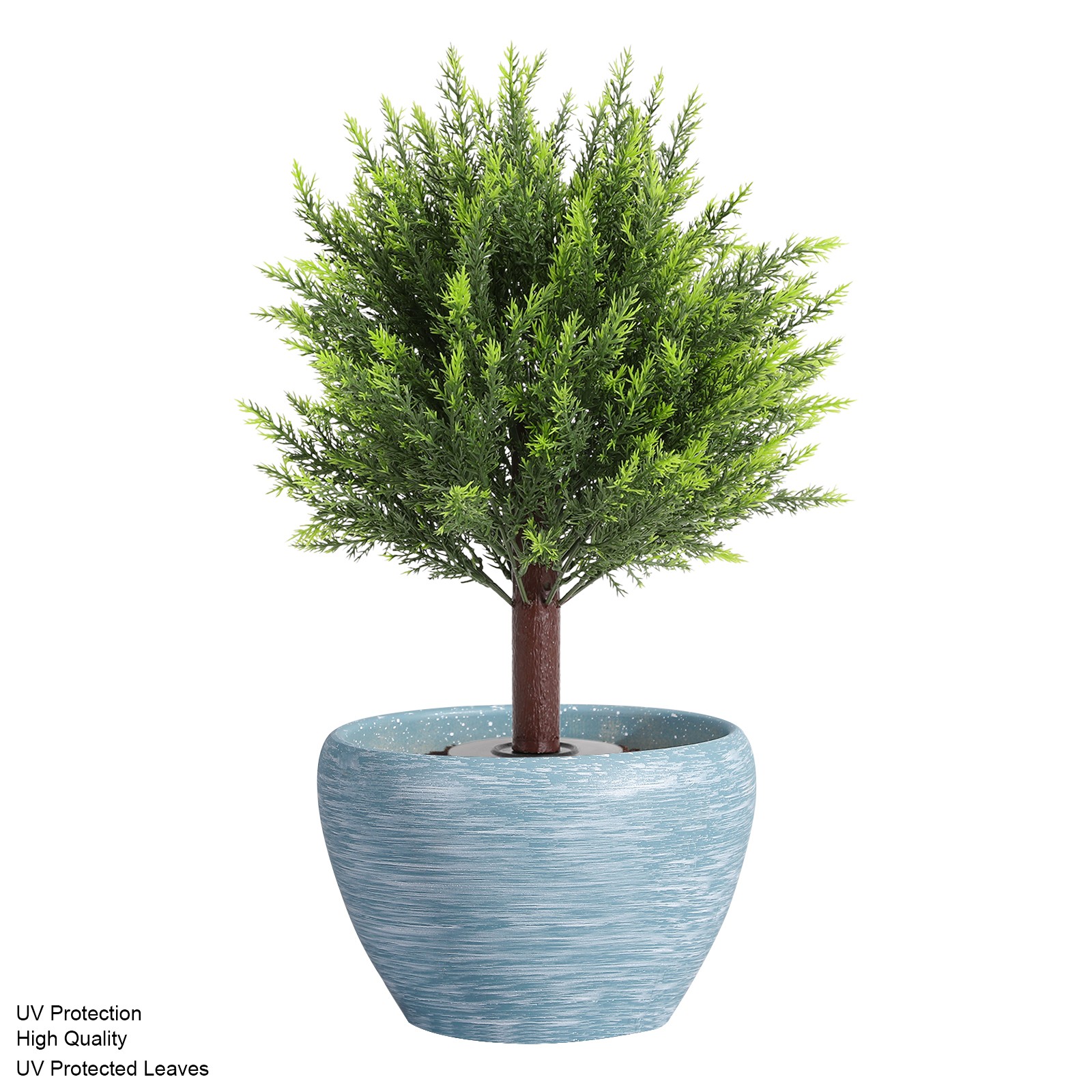 2 pcs 19x16x26.5in Faux Evergreen Trees Shrubs Artificial Plants w/ Ground Spike