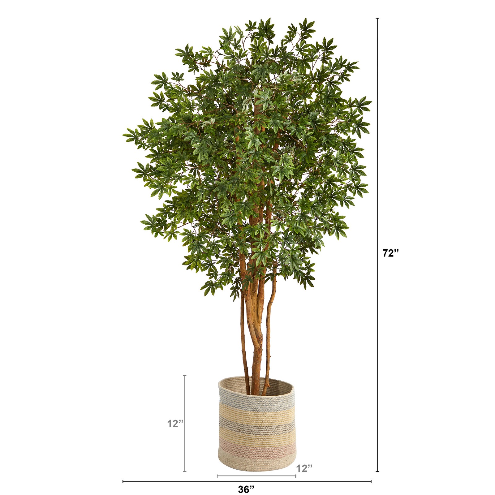 Nearly Natural 6ft Japanese Maple Tree in Natural Cotton Woven Planter
