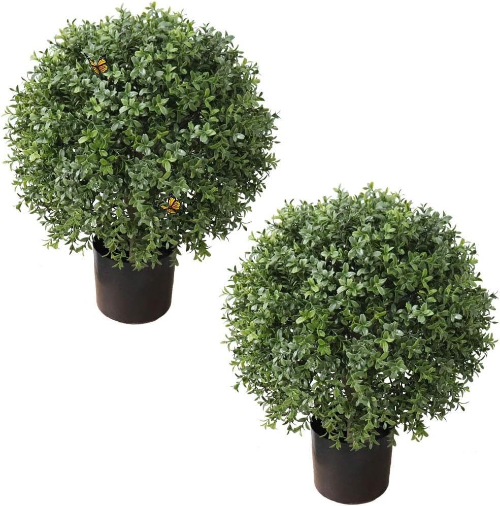 2’T 19”D Topiaries Trees Artificial Outdoors 2 Pack Fake Boxwood Bushes Outside