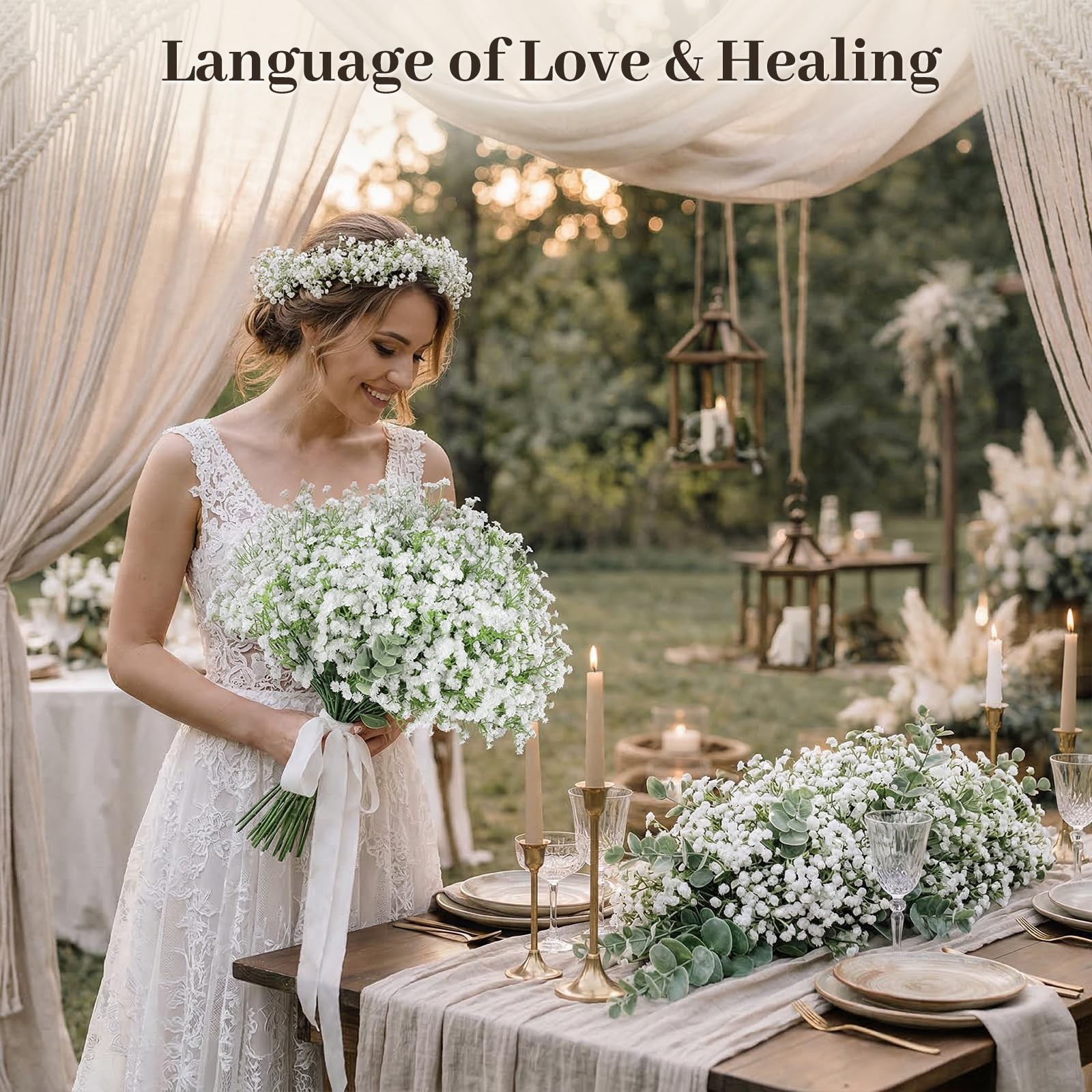 20PCS Mixed Babys Breath and Eucalyptus Stems, Artificail Flower Bouquet Flor…
