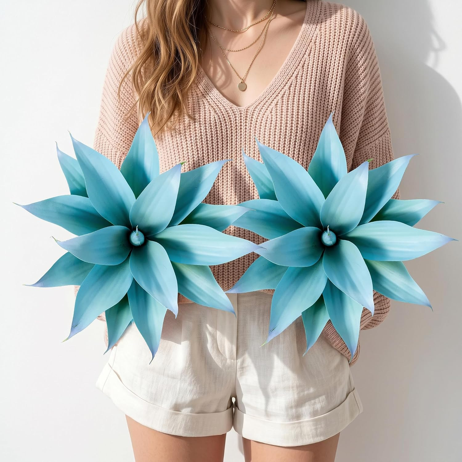 Large UV Resistant Artificial Agave Plants 12″ Indoor Outdoor Decor (2 Pack)