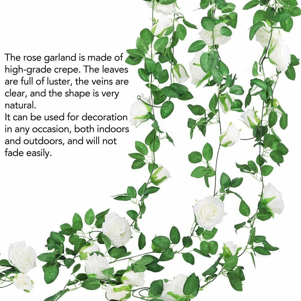 3PCS Artificial Rose Vine Flowers Plants Fake Vine Wedding Home Party Decor