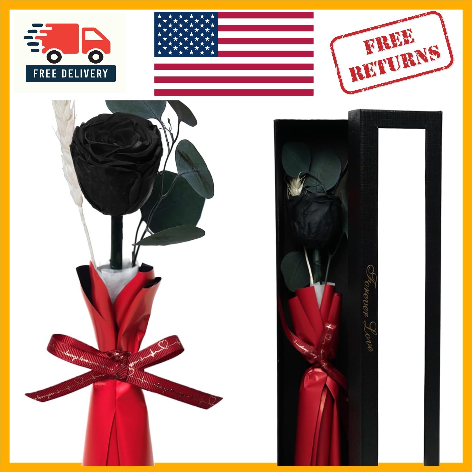 Delicate Black Preserved Roses Gift Box – Perfect for Anniversaries & Birthdays