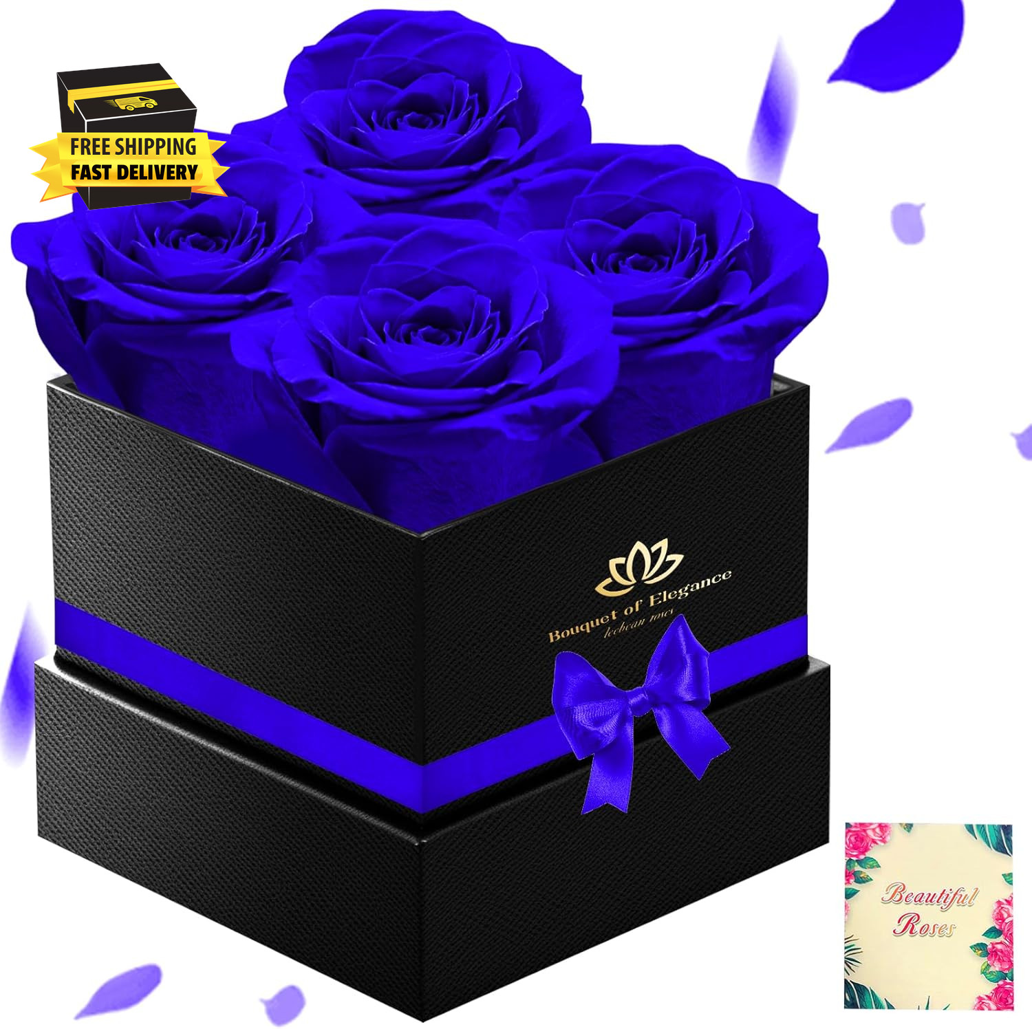 Blue Forever Roses Luxury Gift for Women/Men, Fresh Flowers Bouquet for Girlfrie