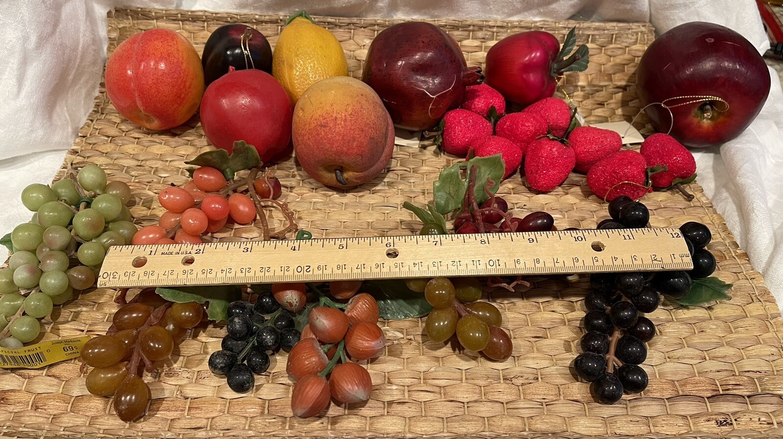 Faux Artificial Vintage Pomegranate Bon Marche Grapes Strawberry Fruits Props