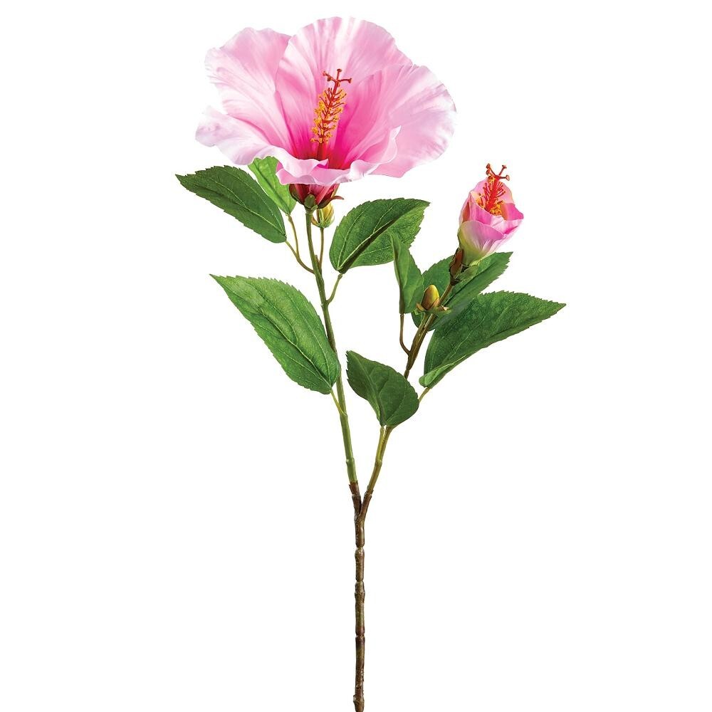 Large Pink Hibiscus stem silk flowers