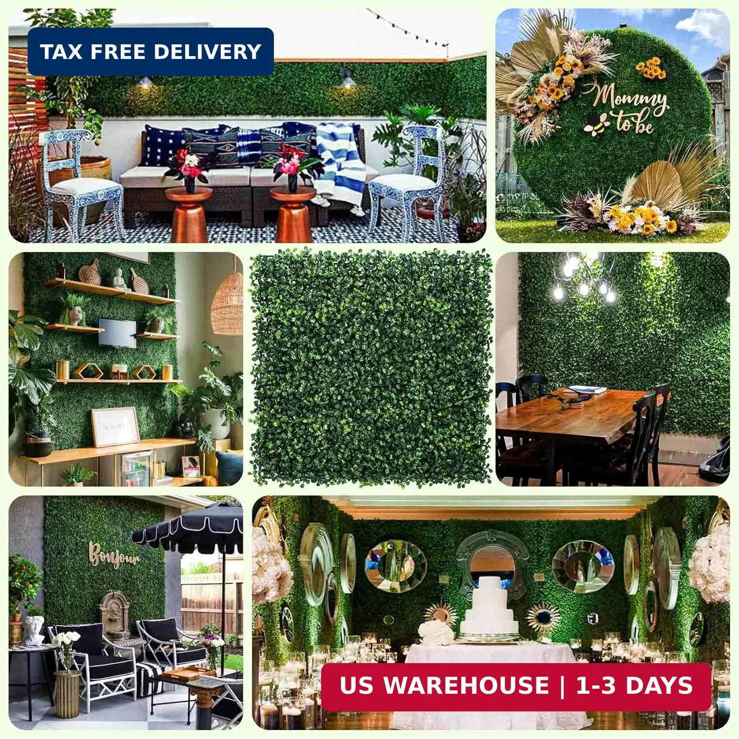 KASZOO Artificial Grass Wall Panel – 12 Pack 10″x10″ Boxwood Panels for Greenery