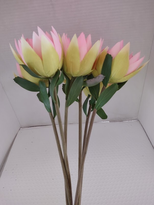 Artificial lotus blossom flower Stems (Six Stems) Pastel Pink