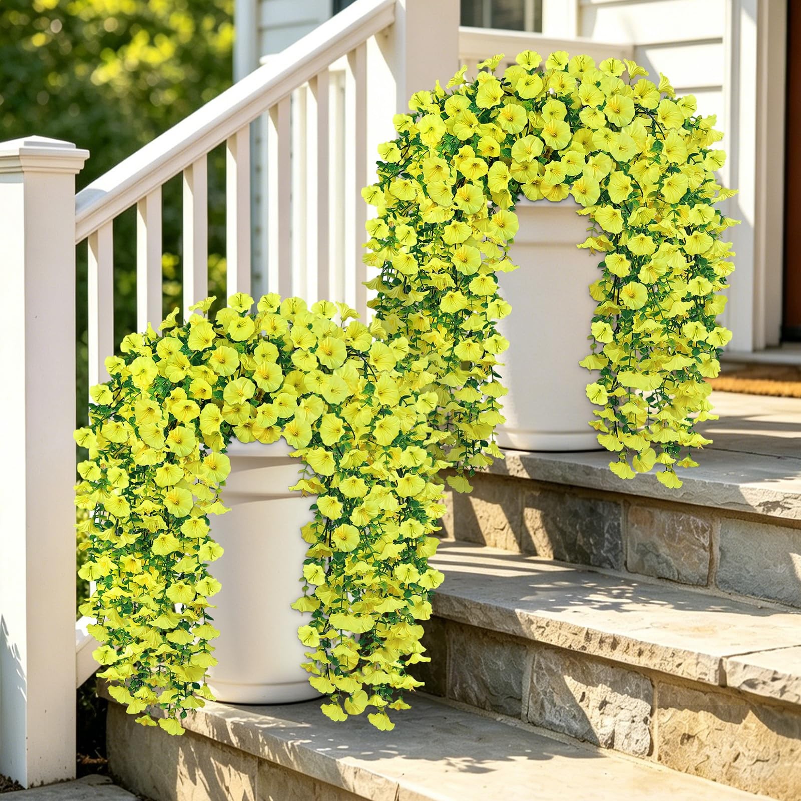 Artificial Flowers for Outdoors, 6-Pack 420 Blooms UV Resistant Hanging Morni…
