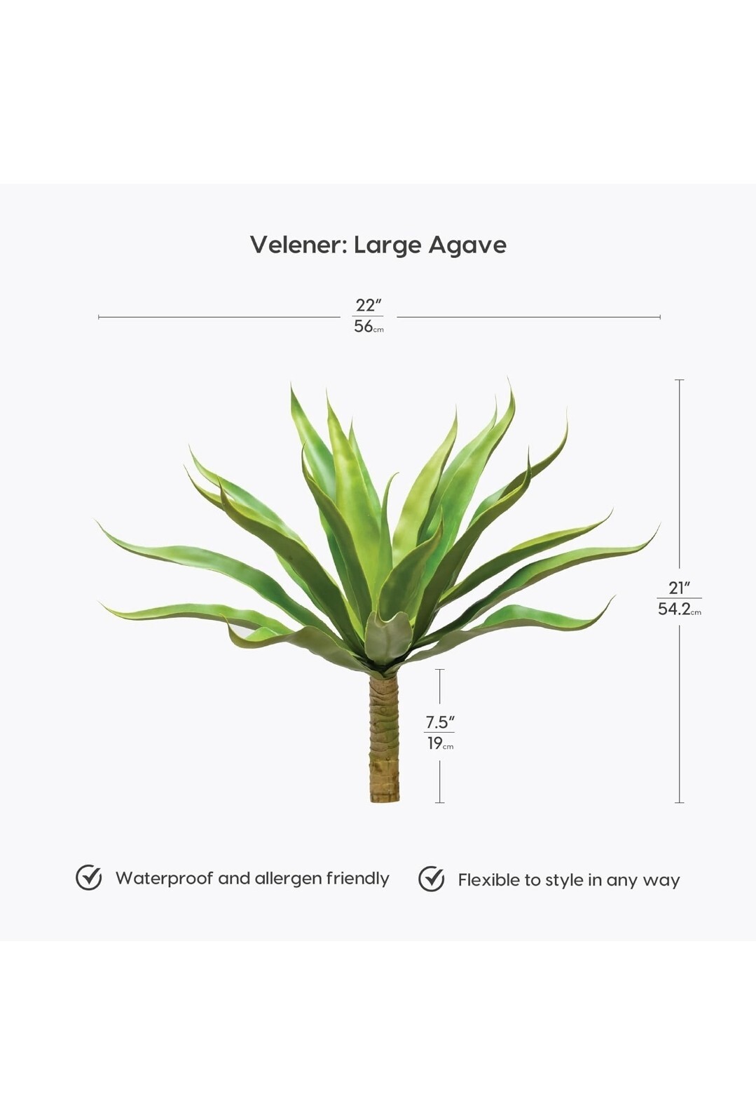 Velener Artificial Agave Succulent Plant 22 Inches Medium Size