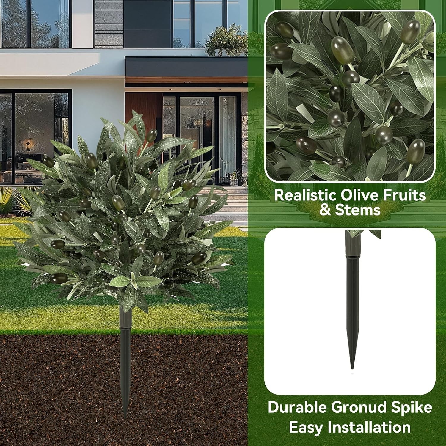 Artificial Topiary Ball Trees with Ground Spikes UV Resistant Faux Greenery S…