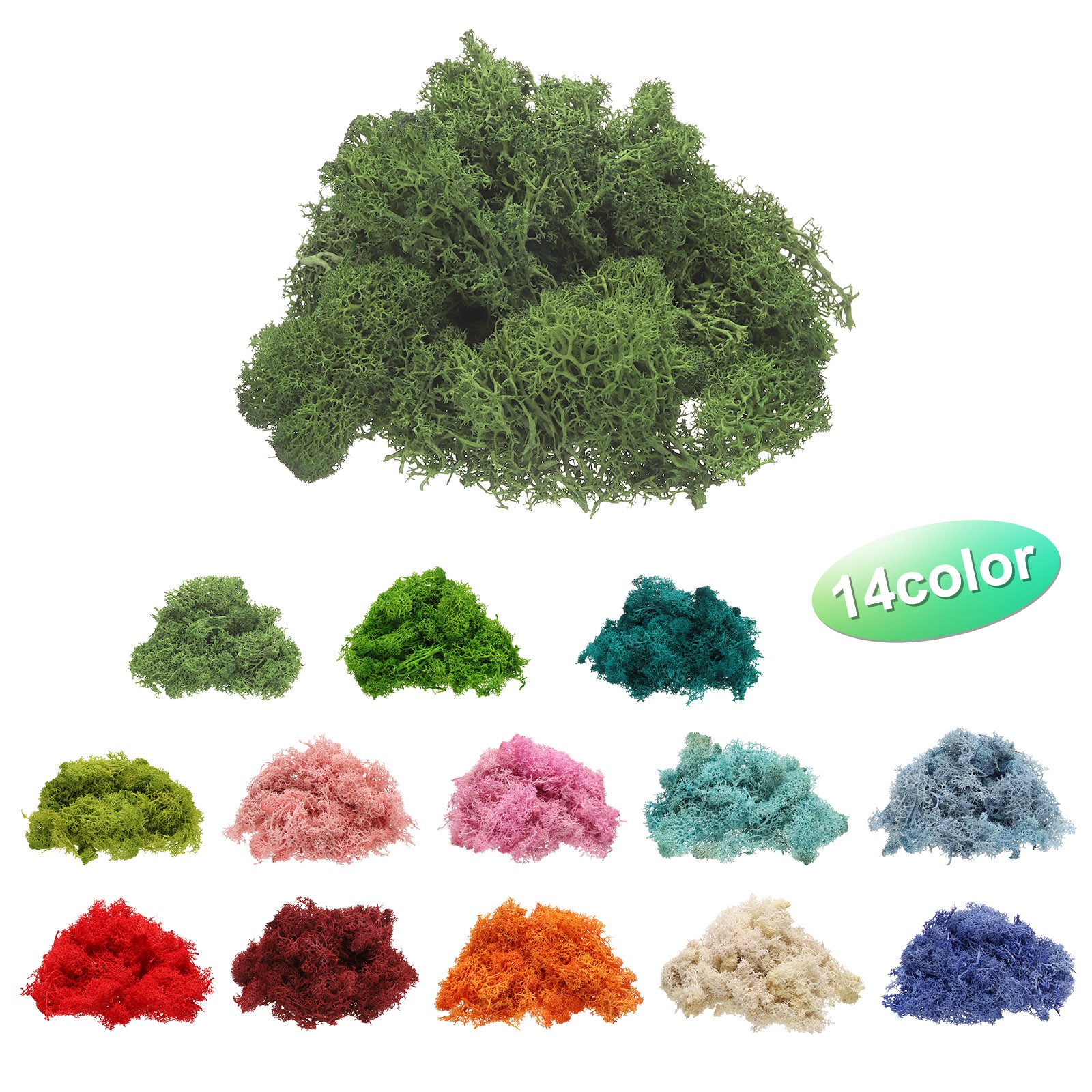 Preserved Reindeer Moss 4 OZ Fake Moss for Craft Dark Green