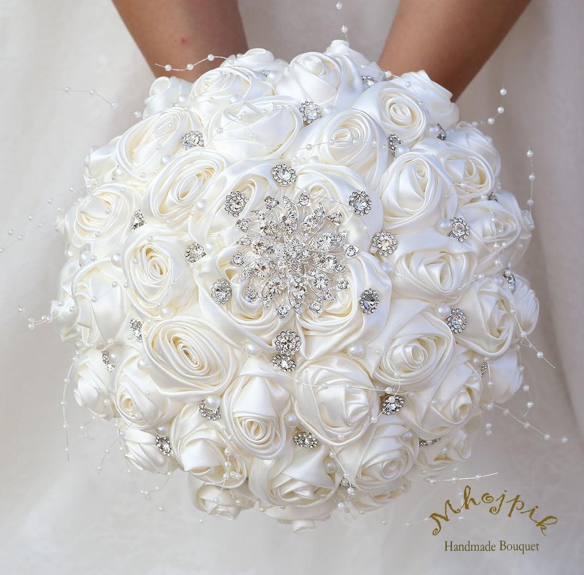 Bridal Wedding Bouquet Round Bling Brooch Bouquet Throw Toss Artificial Rose …
