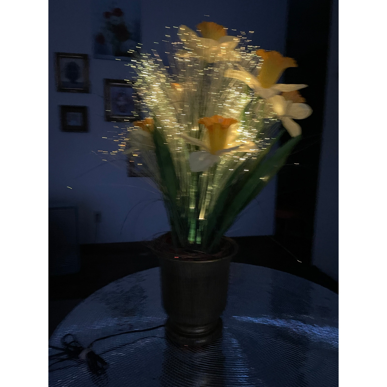 vintage optical fiber floral bouquet Yellow Daffodils