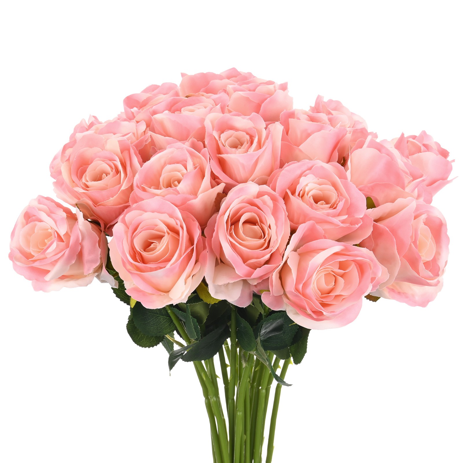 20-Pack Rose Artificial Flowers with Long Stem for Home Decor [Gradient Pink]
