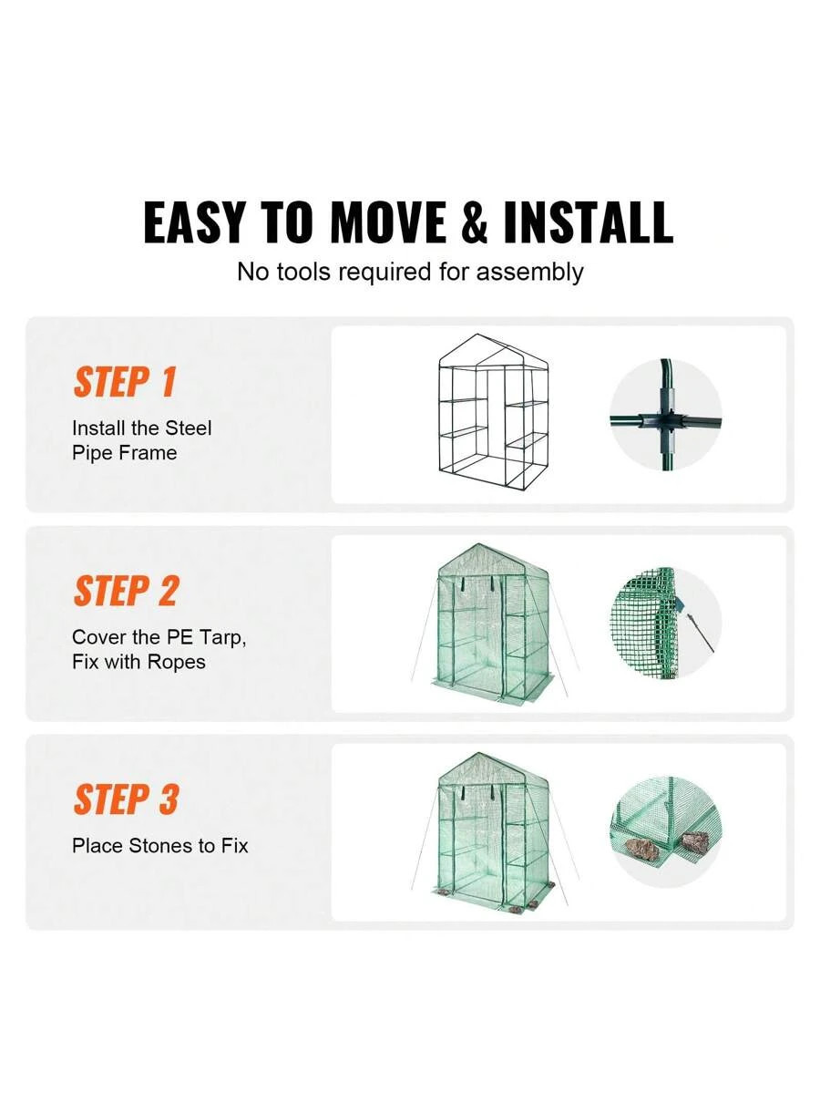 Walk-In Pop Up Green House 4.6 X 2.4 X 6.7/4.6 X 4.6 X 6.6/8.7x6x7.6/ Greenhouse