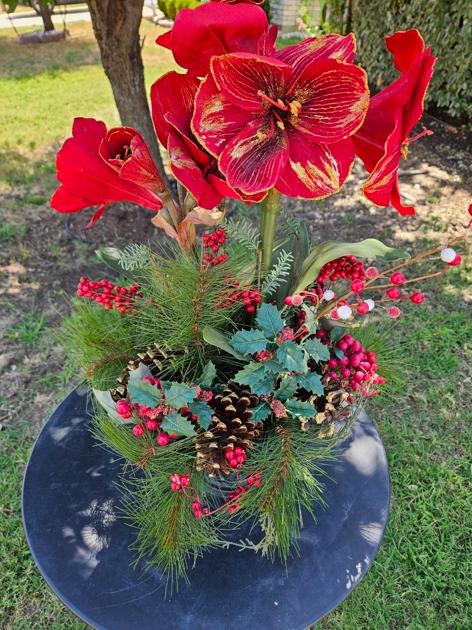 Amazing Christmas Bouquet Amaryllis Faux
