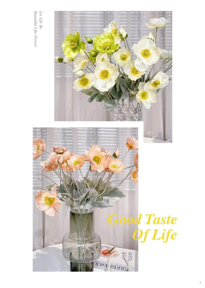 Urier Poppies Flowers Artificial,Ranunculus Artificial Flowers,Silk Flowers w…