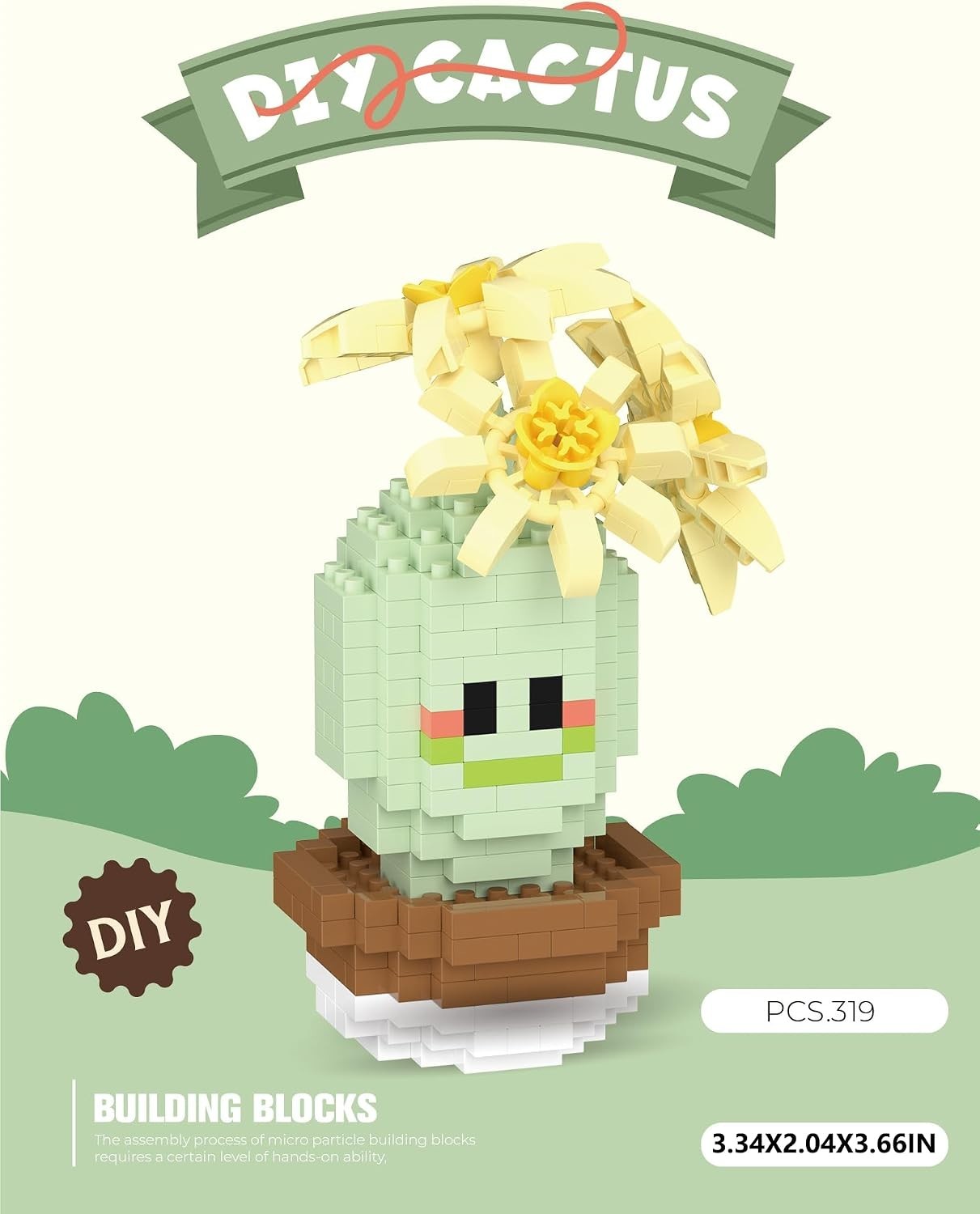 Single Cute Cactus Succulent Plant Bonsai Building Toy | Mini potted blocks p…