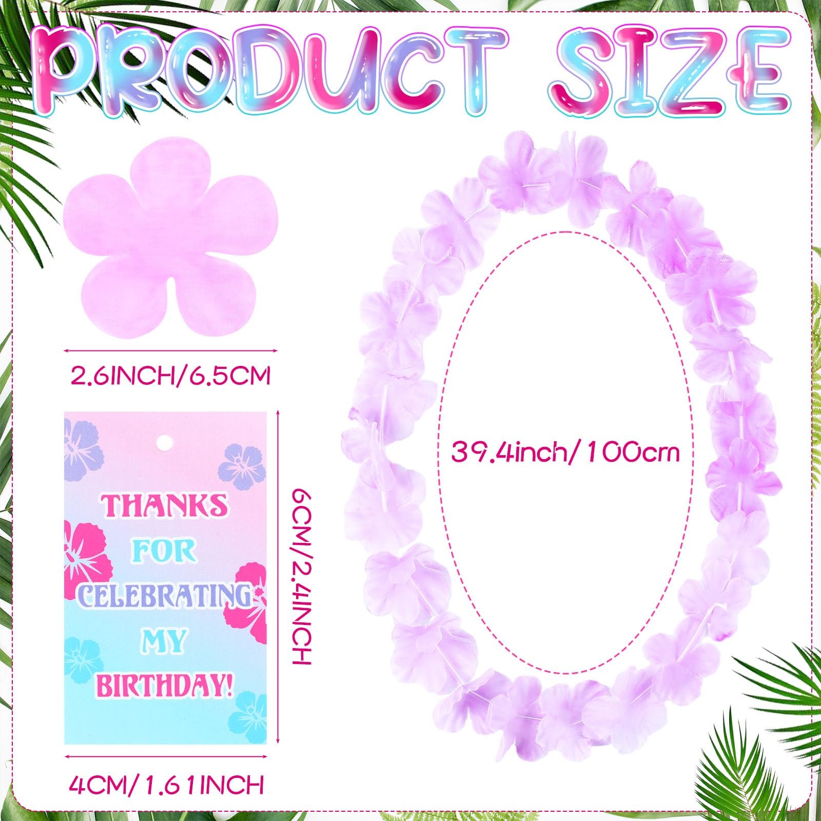 24 Counts Hawaiian Leis Bulk Luau Party Silk Flower Necklace Blue Pink Tropic…