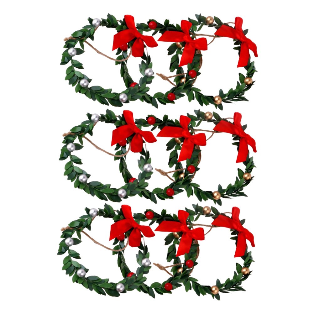 9 Pcs Wreath Ribbon Bow Handmade Decor Cabinet Wreaths for Kitchen Christams
