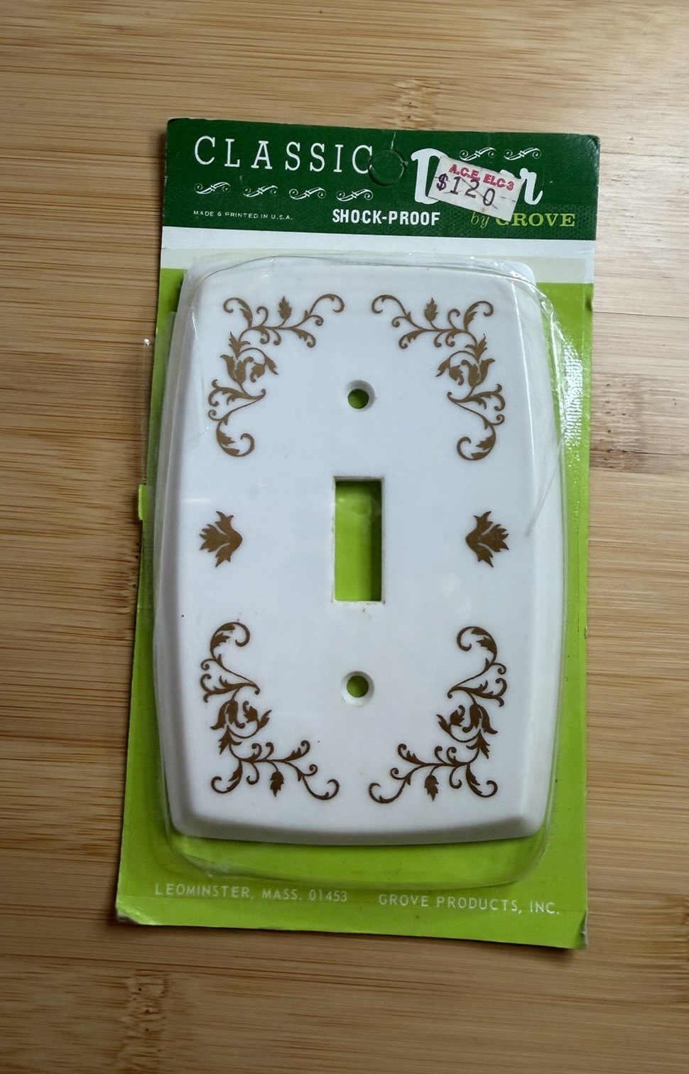 Vintage White Gold Filigree Floral Light Switch Cover Mid-Century Hollywood New