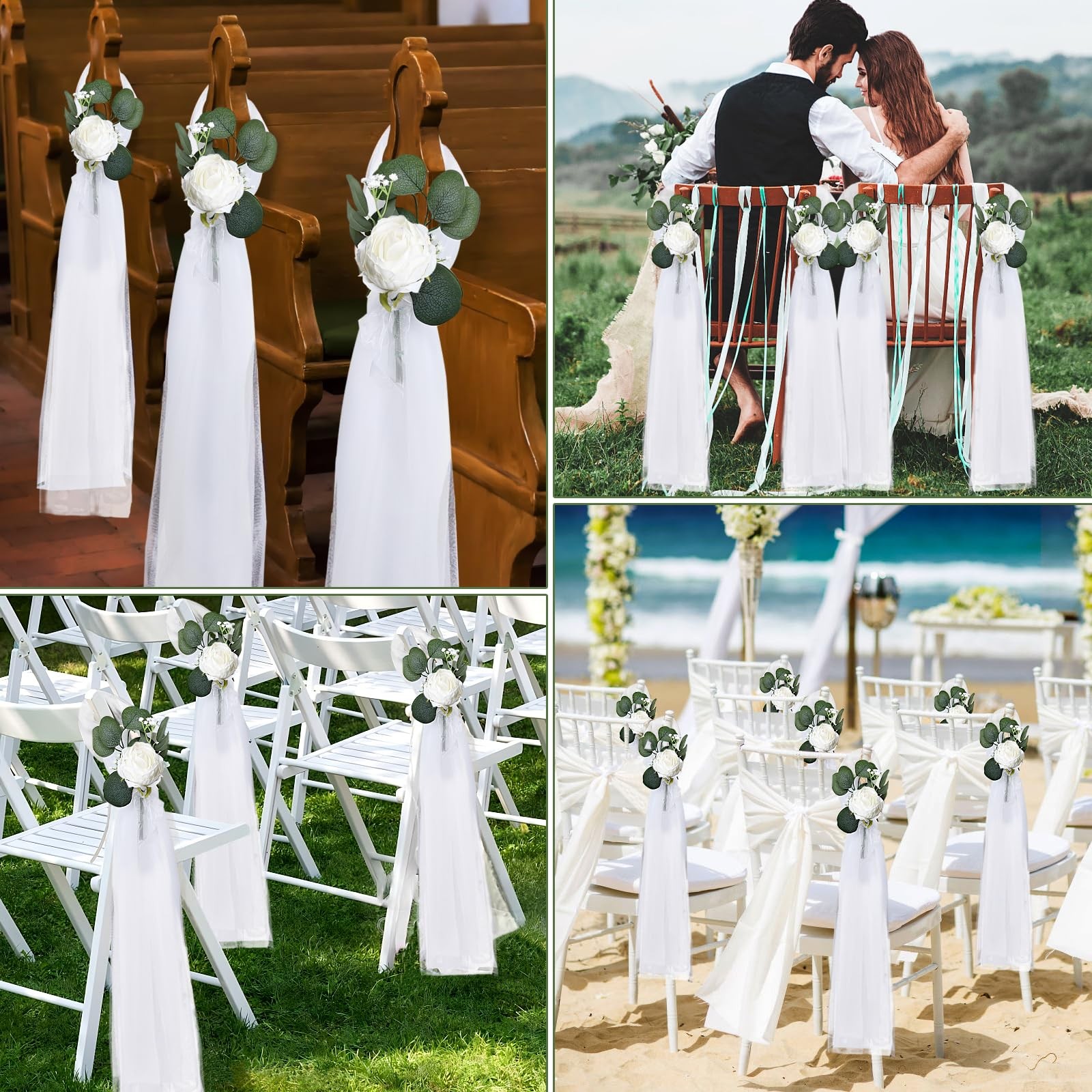 20 Sets Wedding Aisle Decorations, 39.4 Inches Artificial Silk Rose Flowers w…