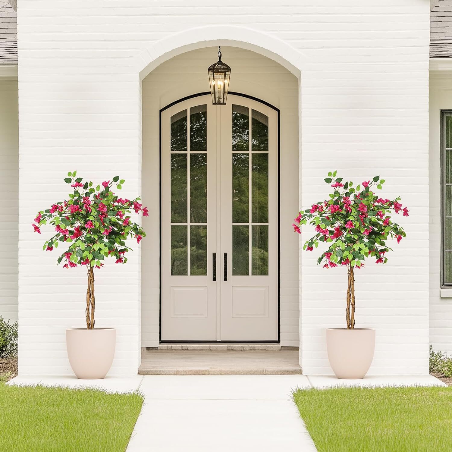 4/5/6FT Artificial Bougainvillea Tree Faux Tree with Wood Trunk and Pink Flowers
