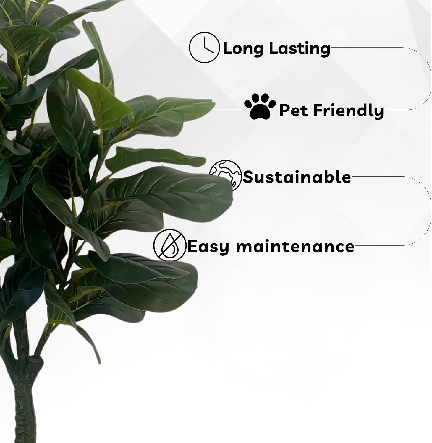 39.4-Inches Artificial Fiddle Leaf Fig Tree in Pot for Indoor Outdoor Home