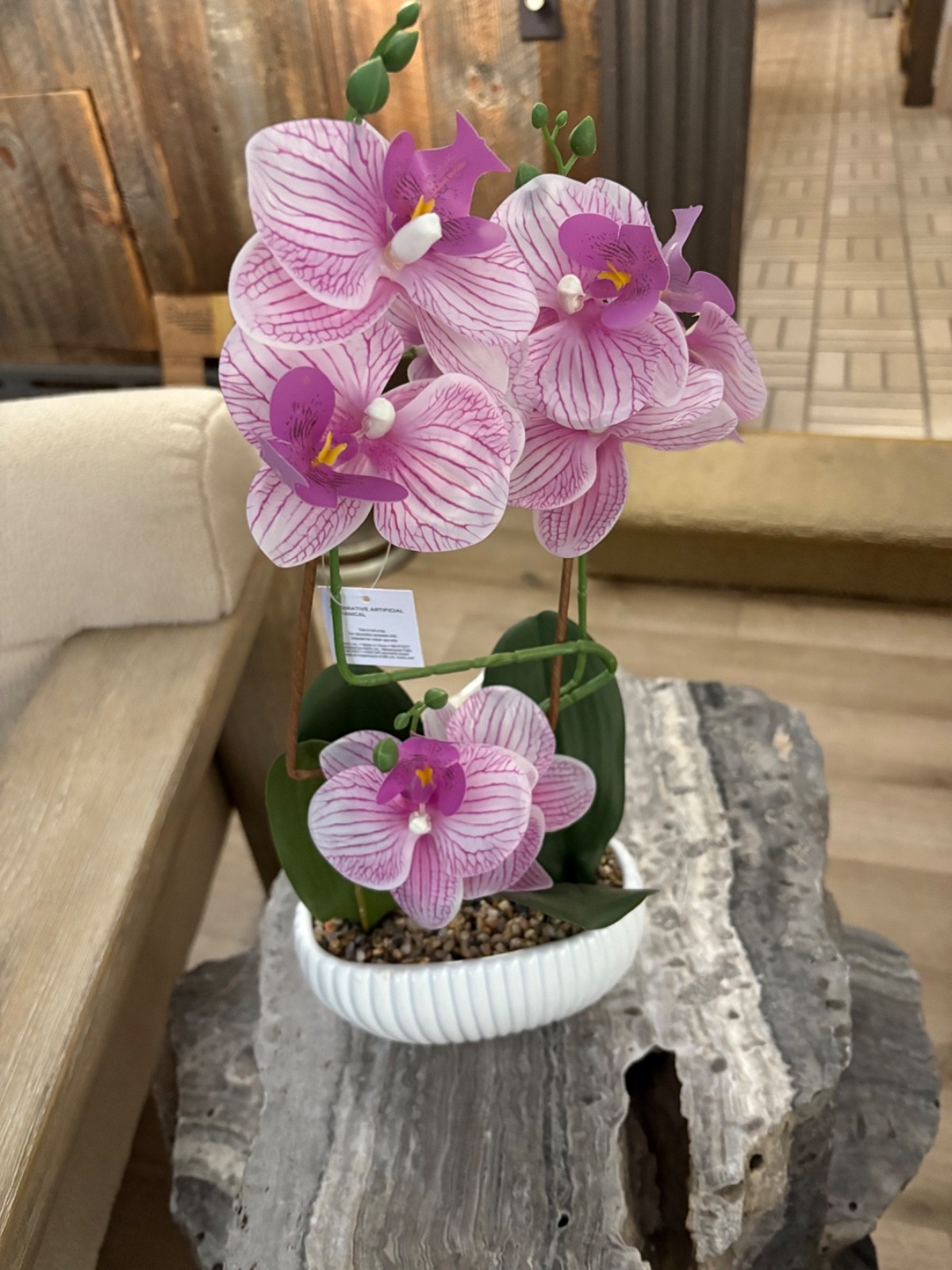 NWT 17 inch Faux Purple Decorative Orchid with Planter