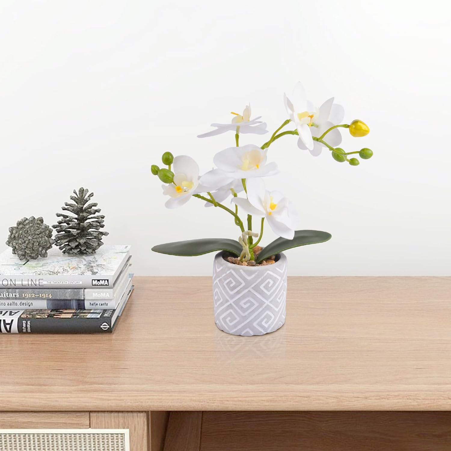 Artificial Orchids Flowers in Pot, Real Touch Faux Orchids Flowers with Vase Sma