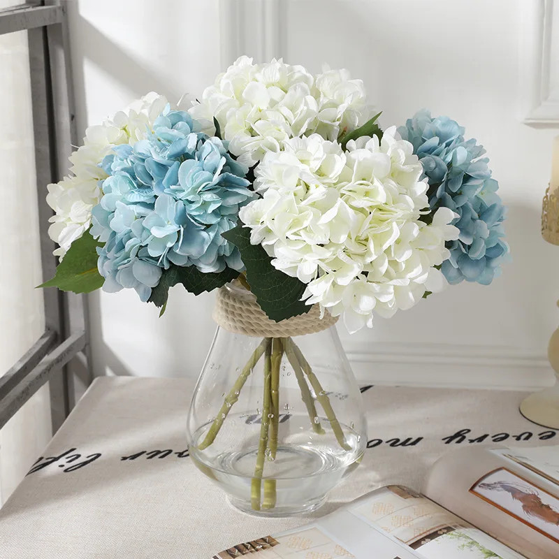 Flores artificiales, hortensia, rama, hogar, boda, decoración, otoño, seda, plás