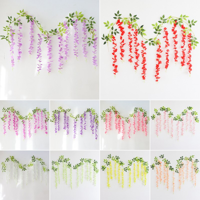 Artificial Rattan Fake Flower Strings Hanging Garland Outdoor Home Decoration