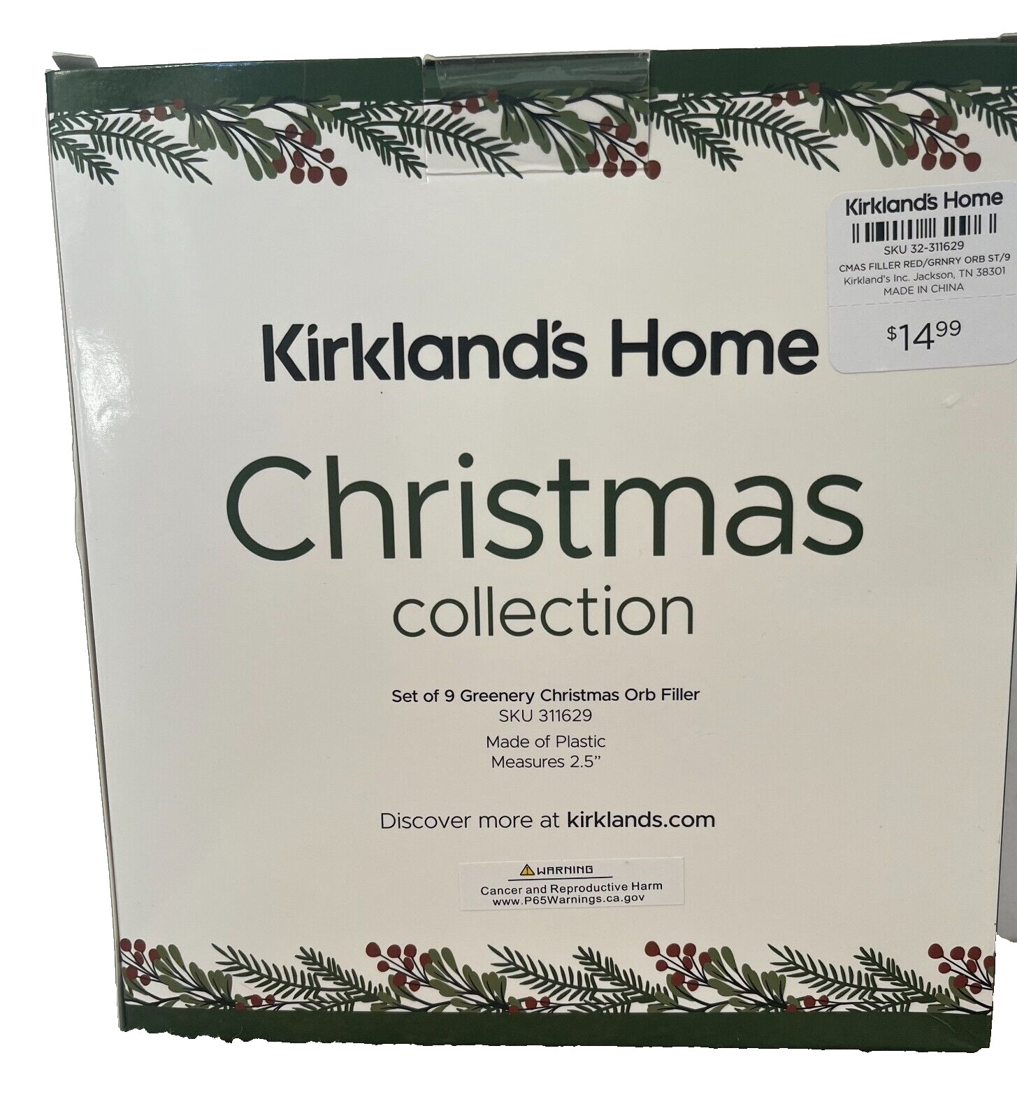 NEW Kirkland’s Home Set of 9 CHRISTMAS ORB FILLER 2.5″ Red & Green Retail $14.99