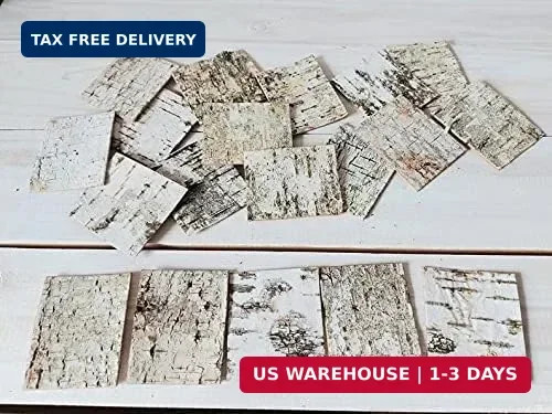 30pcs – Natural Birch Bark Sheets 1.96″x2.36″ Tags for Gifts. Product Wrapping o