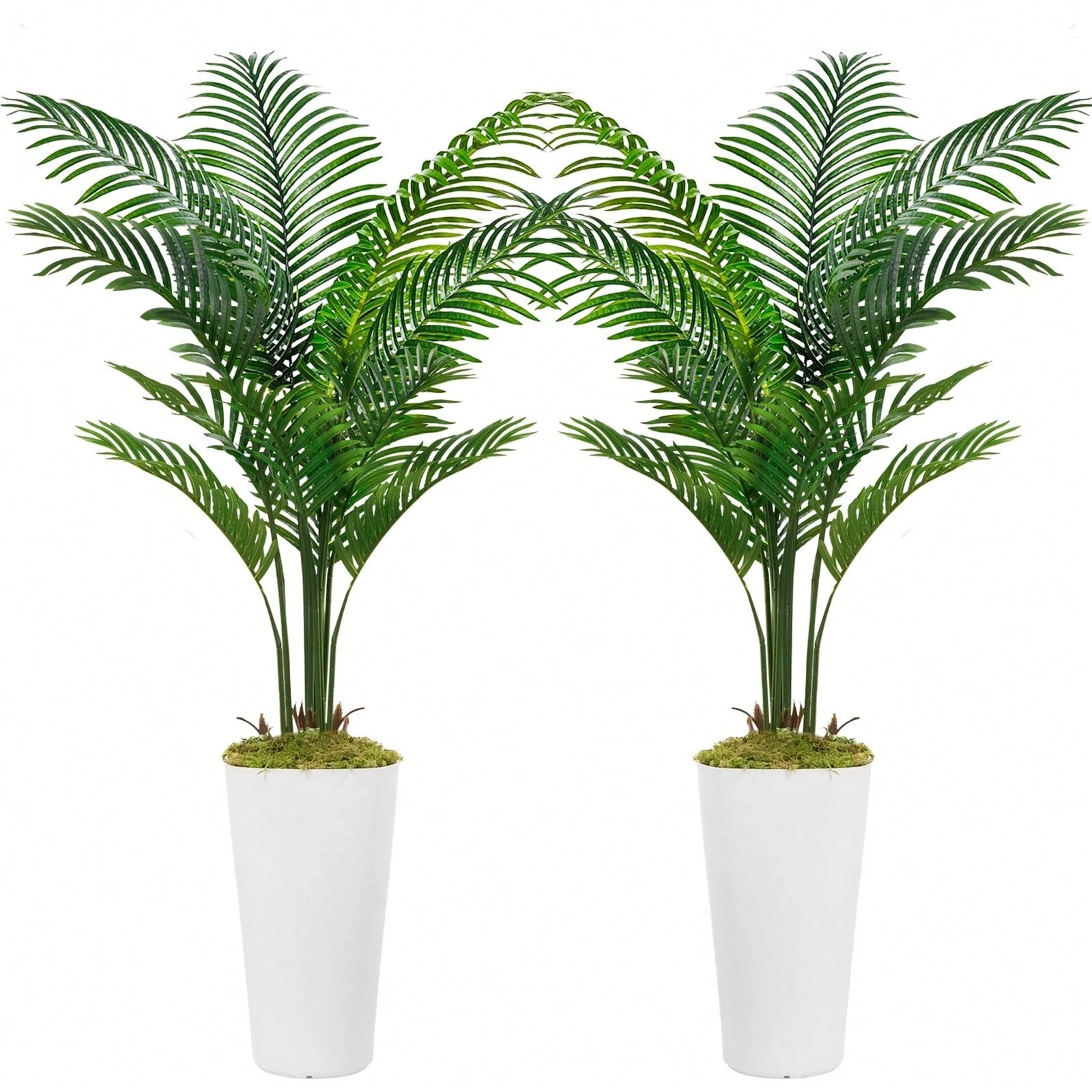 2 Pack 5FT Artificial Palm Trees with White Planters Indoor Decor