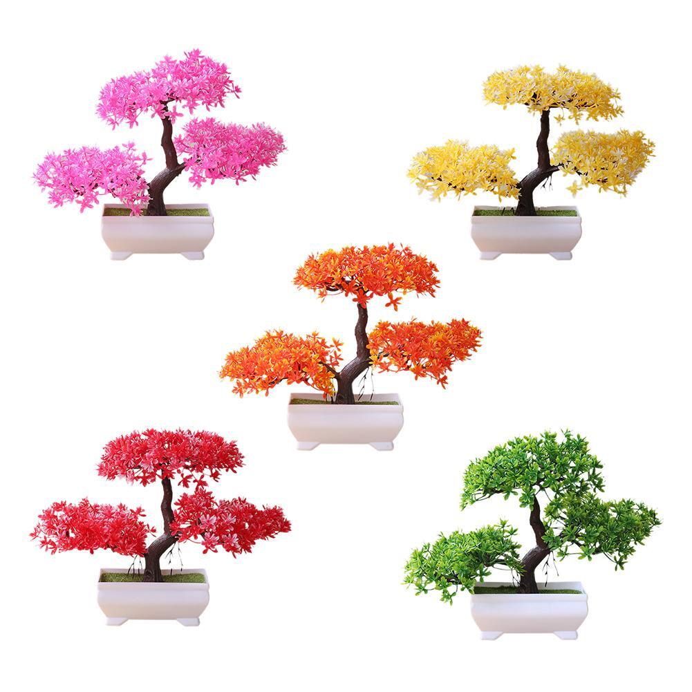 Bonsai Simulation Artificial Plants Flowers In Pots Home Office Fake Tree Decor