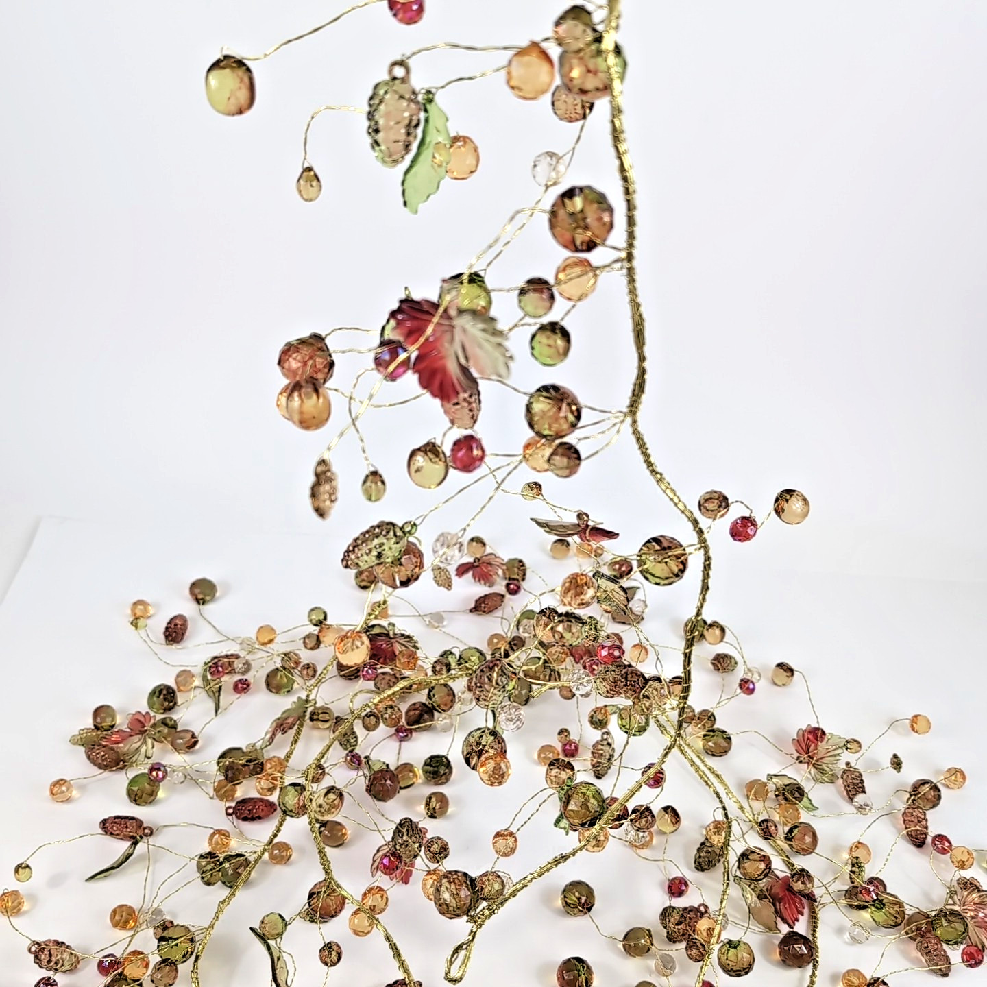 3 Handmade Garland Decor Acrylic Beads Grapes Berries Leaves Autumn Patio Decor