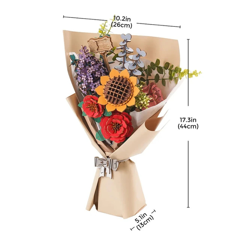 Rowood DIY Wooden Flower Bouquet Beautiful Hand-Make Gifts Eco-Friend Materials
