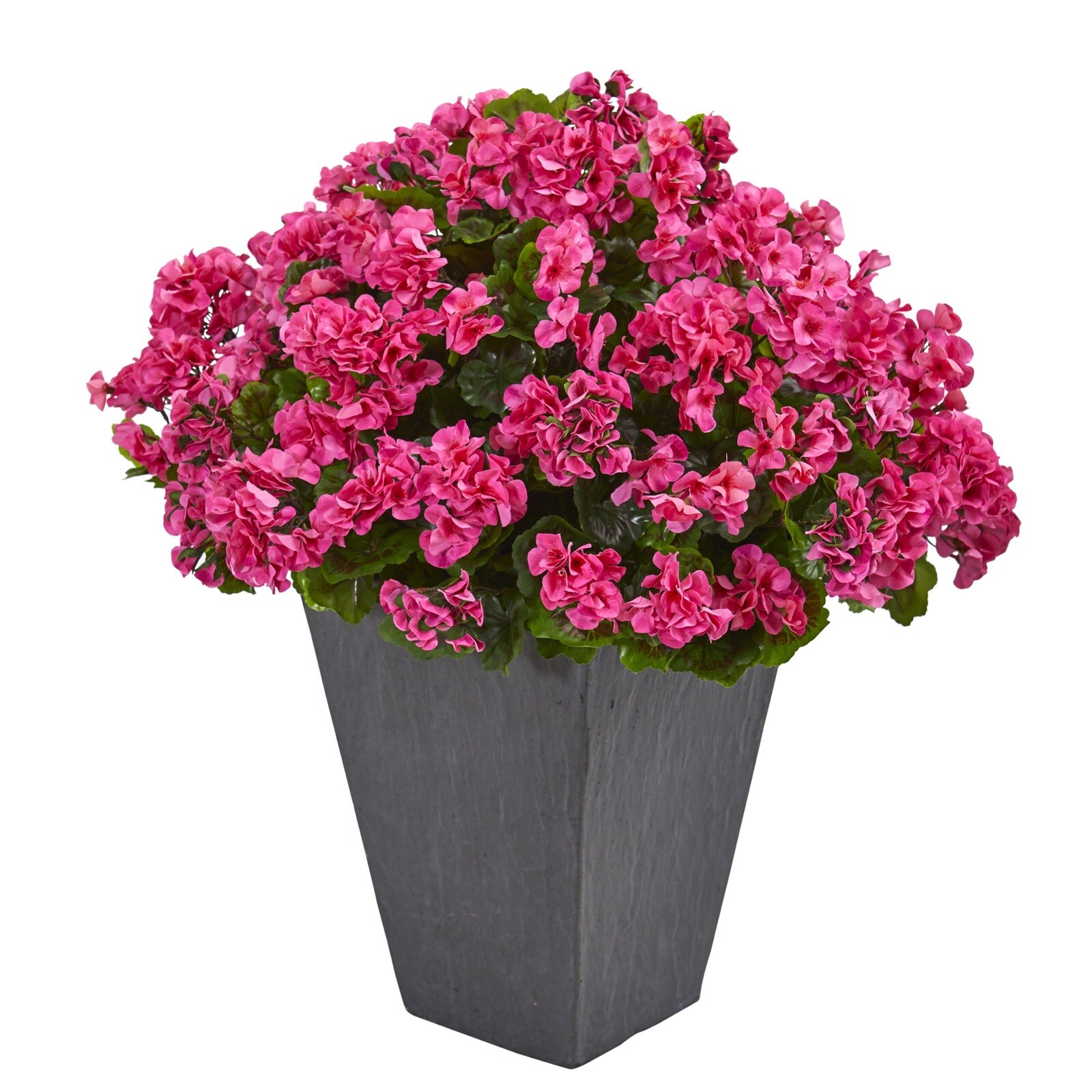 33’’ Geranium Artificial Plant in Slate Plater UV (Indoor/Outdoor). Retail $253
