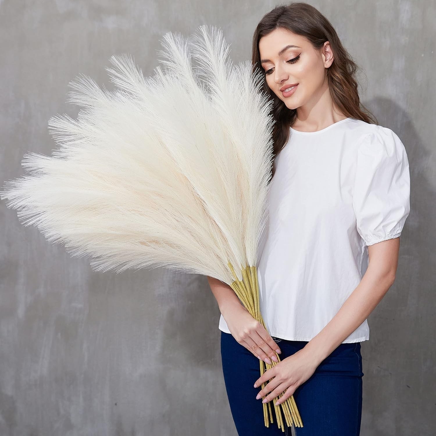 Faux Pampas Grass 9 PCS 37”/3.1FT Tall Fluffy Fake Pompas Floral Large