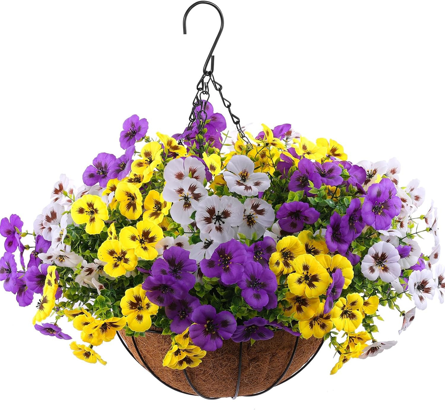 18 Pcs Artificial Fake Pansy Flowers for Outdoor, Faux Silk Pansies Spring Flowe