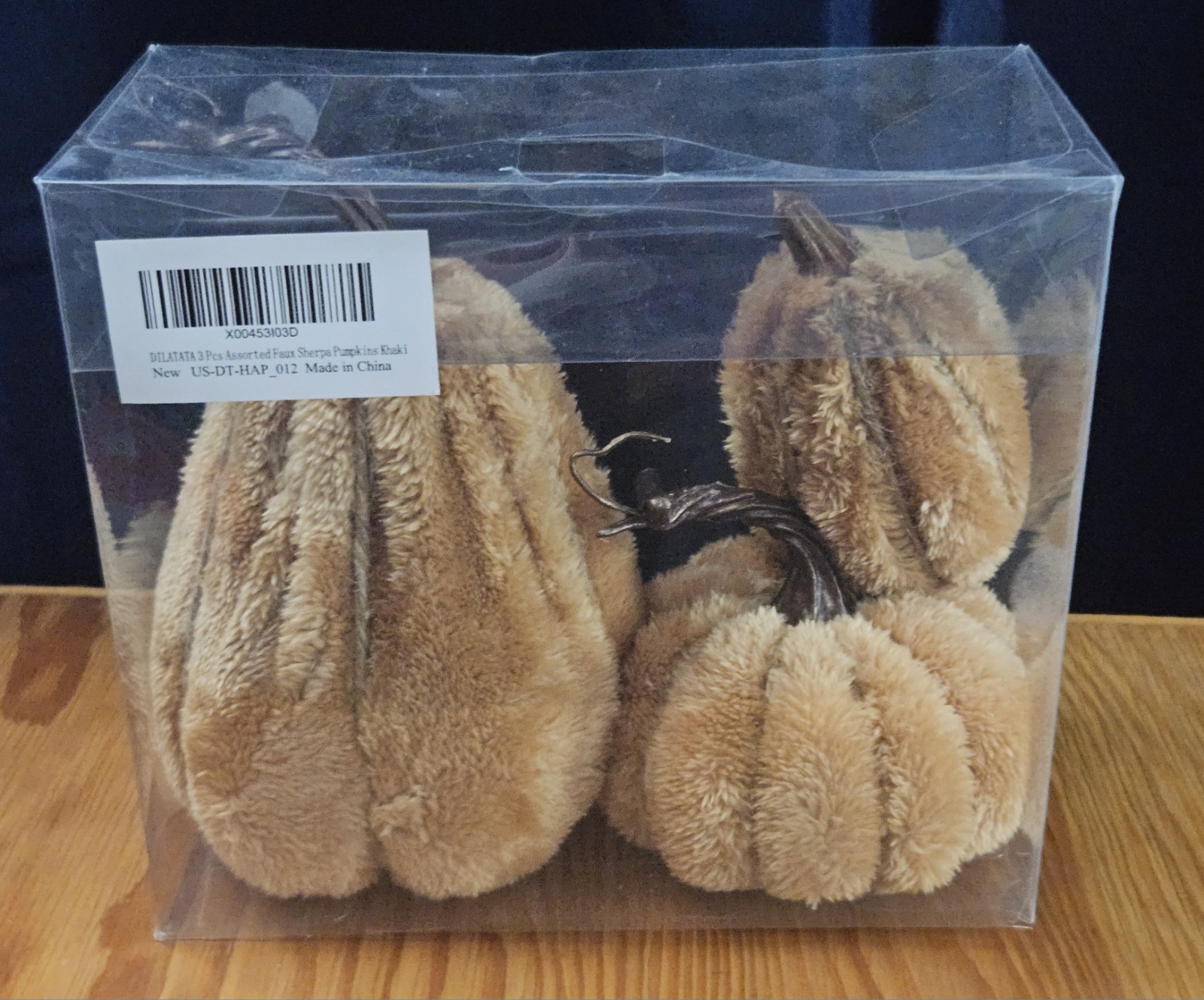 Set Of 3 Tan Faux Sherpa Pumpkins Small Fabric Pumpkins Mini Assorted Sizes
