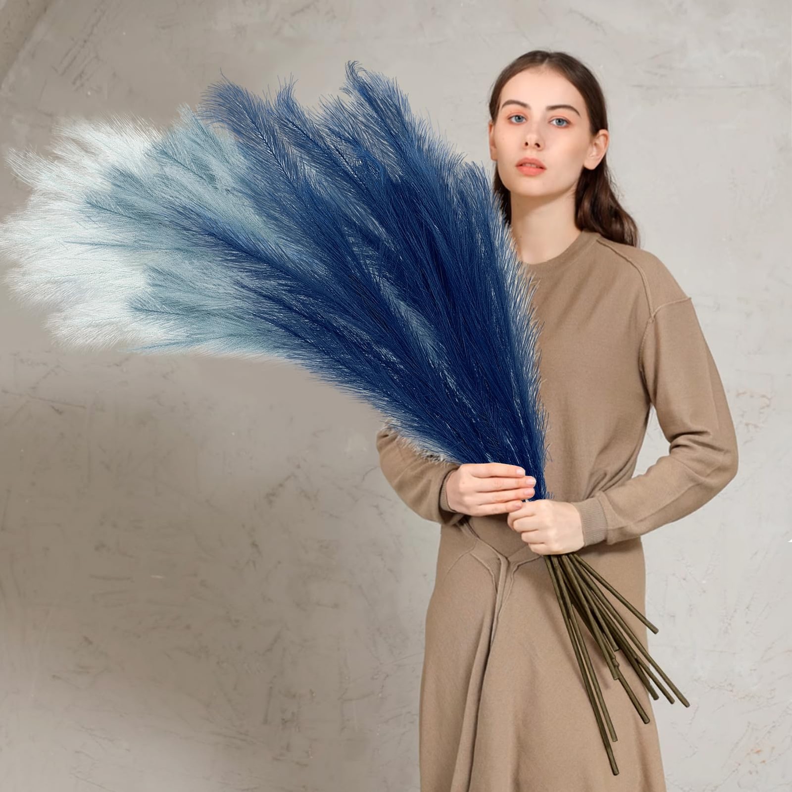 9Pcs 3FT Colorful Faux Pampas Grass for Boho Decor, Non-Shedding Fluffy Artif…
