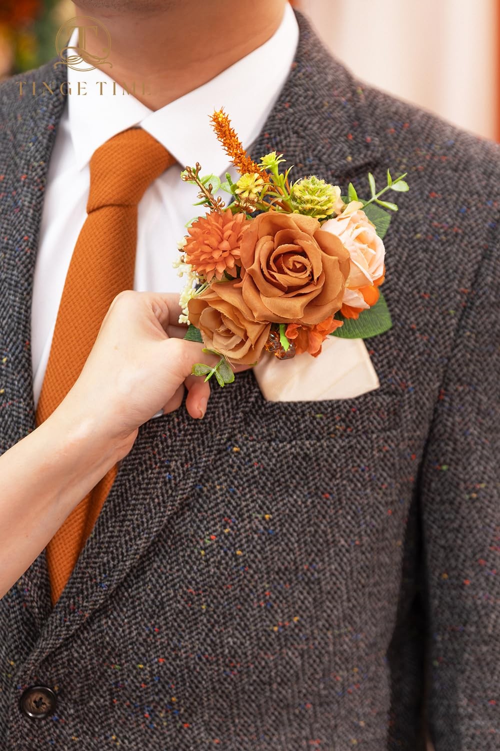 Luxury Groom Boutonniere for Wedding, 1 PCS Pocket Boutonniere for Men Weddin…